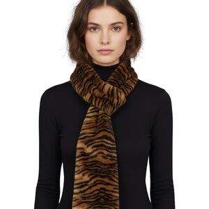 Tiger Print Faux Fur Scarf
